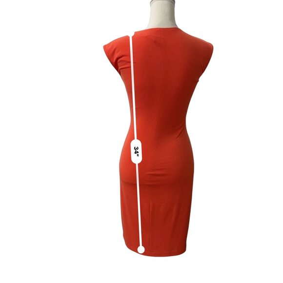 Cache Orange Office Siren Sleeveless Faux Wrap Dress With Gold Accent Si… - Picture 7 of 11